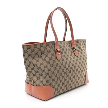 GUCCI Monogram Large Heart Bit Charm Top Handle Tote Pink