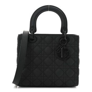 CHRISTIAN DIOR Ultra Matte Calfskin Cannage Medium Lady Dior Black