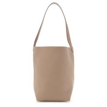 THE ROW Grained Calfskin Medium N/S Park Tote Dark Taupe