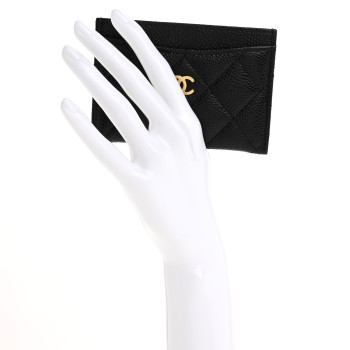 CHANEL Caviar Quilted Card Holder Black