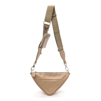 PRADA Grace Lux Triangle Shoulder Bag Sabbia