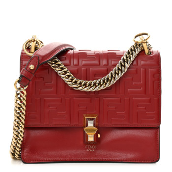 FENDI Vitello Liberty FF 1974 Embossed Small Kan I Shoulder Bag Fragola