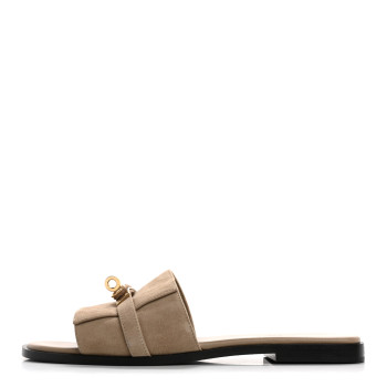 HERMES Suede Goatskin Giulia Sandals 39 Beige Sable