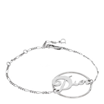 CHRISTIAN DIOR Metal Logo Bracelet Silver