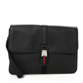 GUCCI Calfskin Web Medium Business Case Black