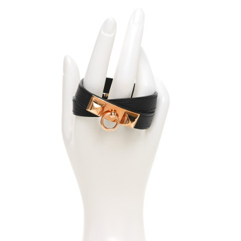 HERMES Epsom Rivale Double Tour Bracelet XS Black