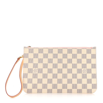 LOUIS VUITTON Damier Azur Neverfull MM GM Pochette Rose Ballerine