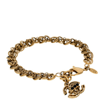 CHANEL Crystal Paris Byzance CC Bracelet Gold