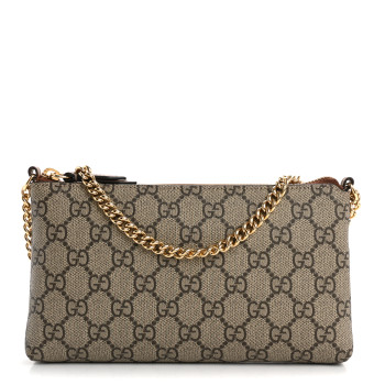 GUCCI GG Supreme Monogram Wrist Wallet  Brown