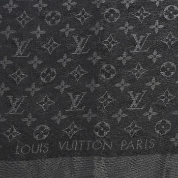 LOUIS VUITTON Silk Lurex Wool Monogram Shine Shawl Black