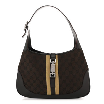 GUCCI Monogram Small Jackie O Hobo Dark Brown