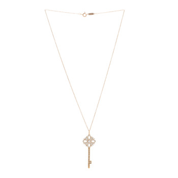 TIFFANY 18K Rose Gold Diamond Medium Victoria Key Pendant Necklace