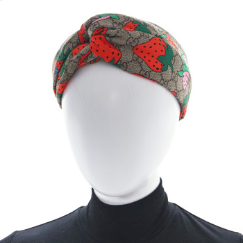 GUCCI Silk Monogram Strawberry Print Headband M