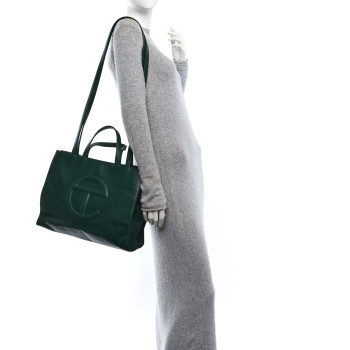 TELFAR Vegan Leather Medium Shopping Bag Dark Olive