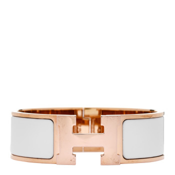 HERMES Enamel Wide Clic Clac H Bracelet GM White
