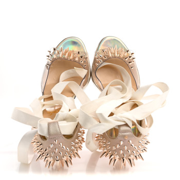 CHRISTIAN LOUBOUTIN PVC Specchio Nappa Laser Barbarissima Sandals 36.5 Nude