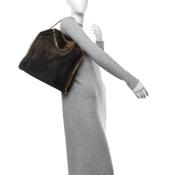 STELLA MCCARTNEY Velvet Python Embossed Small Falabella Tote Bronze
