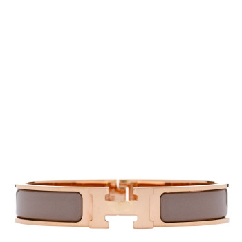 HERMES Enamel Narrow Clic Clac H Bracelet GM Marron Glace