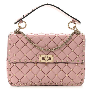 VALENTINO GARAVANI Lambskin Medium Rockstud Spike Shoulder Bag Poudre