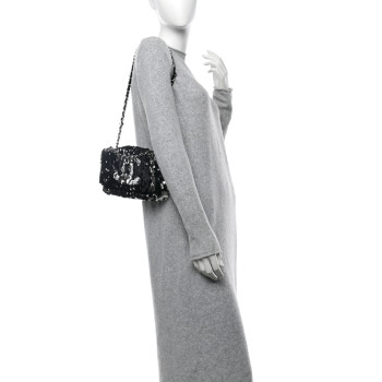 CHANEL Sequin Summer Night Flap Black Silver