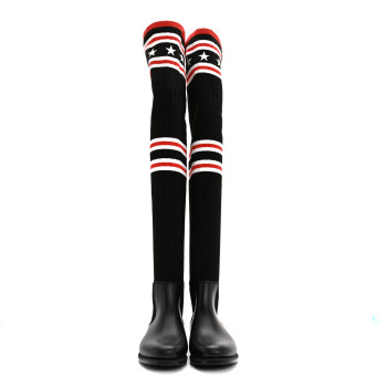 GIVENCHY Knit Rubber Storm Over The Knee Boots 36 Black