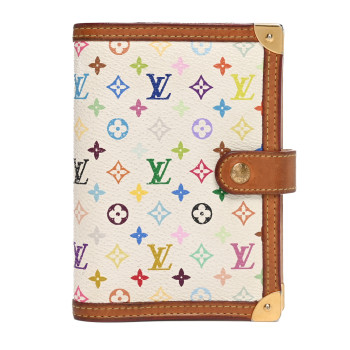 LOUIS VUITTON Monogram Multicolor Small Ring Agenda Cover White
