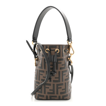 FENDI Vitello Liberty F is Fendi Bi-Color FF 1974 Embossed Mini Mon Tresor Bucket Bag Maya Black