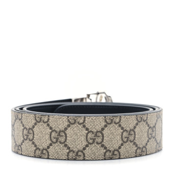 GUCCI GG Supreme Monogram Selleria Interlocking G 37mm Belt 110 44 Beige Ebony Black