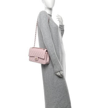 CHANEL Caviar Quilted Medium Double Flap Light Pink