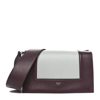 CELINE Shiny Smooth Calfskin Medium Frame Shoulder Bag Burgundy Pearl Blue