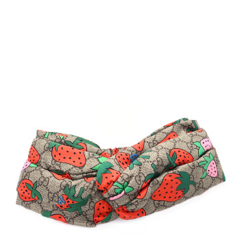 GUCCI Silk Monogram Strawberry Print Headband M