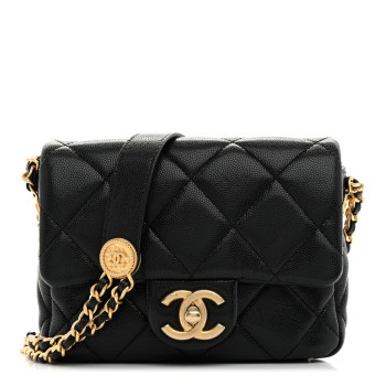 CHANEL Caviar Quilted Mini Twist Your Buttons Flap Black