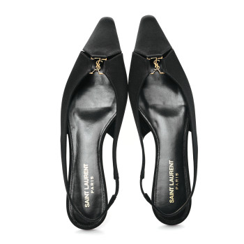 SAINT LAURENT Raso Nappa Babylone 00 Slingback Flats 38 Black