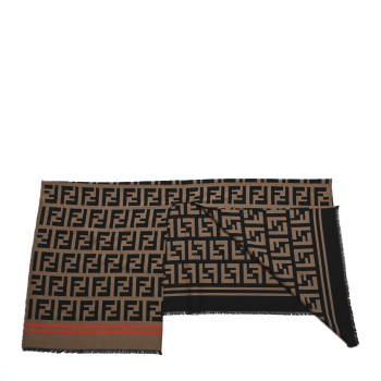 FENDI Wool Silk FF Poncho Camel