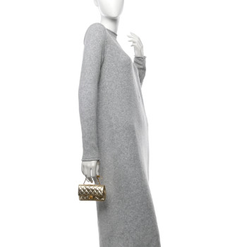 CHANEL Metallic Calfskin Quilted Mini Flap Bag Charm With Hook Gold