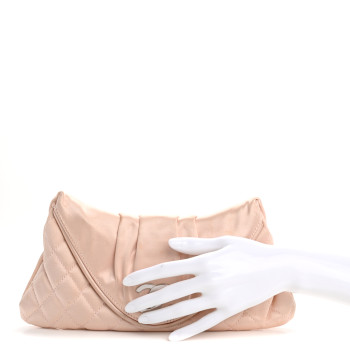 CHANEL Satin Quilted Flap Clutch Pink