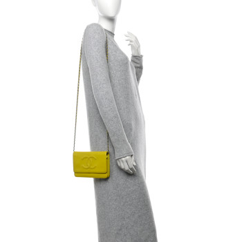 CHANEL Caviar Timeless CC Wallet on Chain WOC Yellow