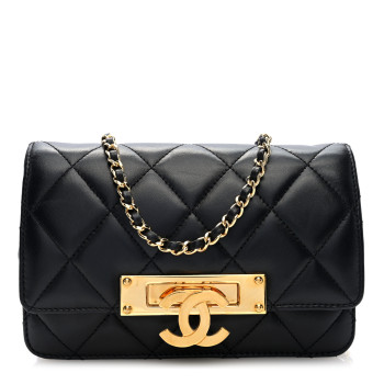 CHANEL Lambskin Quilted Golden Class Wallet on Chain WOC Black