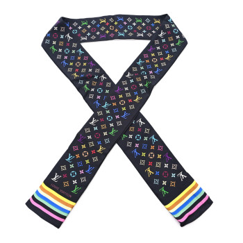 LOUIS VUITTON LV X TM Silk Monogram Multicolor BB Bandeau Black