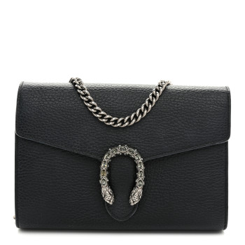 GUCCI Calfskin Mini Dionysus Chain Wallet Black