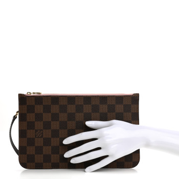 LOUIS VUITTON Damier Ebene Neverfull MM GM Pochette Rose Ballerine