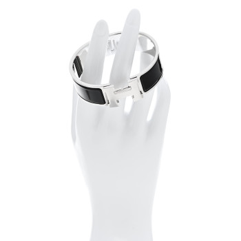 HERMES Enamel Wide Clic Clac H Bracelet GM Black