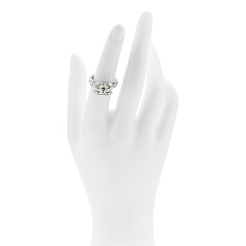 CHANEL Crystal Baguette CC Ring 52 6 Silver