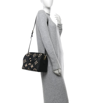 LOUIS VUITTON Empreinte Monogram Giant Speedy Bandouliere 25 Black Beige