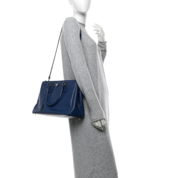 PRADA Saffiano Medium Galleria Double Zip Tote Bluette