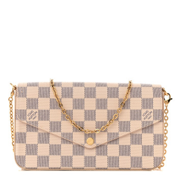 LOUIS VUITTON Damier Azur Pochette Felicie Chain Wallet Rose Ballerine