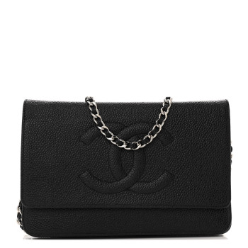 CHANEL Caviar Timeless CC Wallet On Chain WOC Black