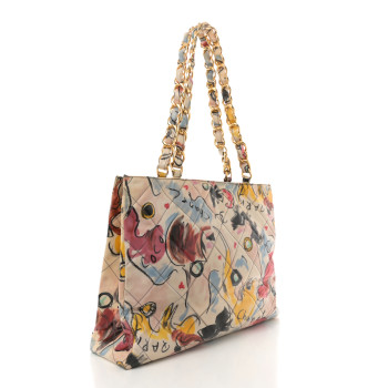 CHANEL Coated Canvas XL Graffitim Tote Beige
