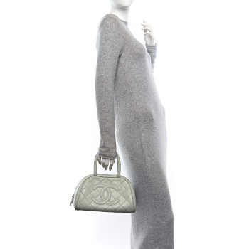 CHANEL Caviar Quilted Small Bowler Grey
