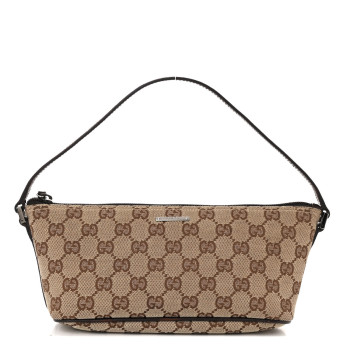 GUCCI Monogram Boat Pochette Brown